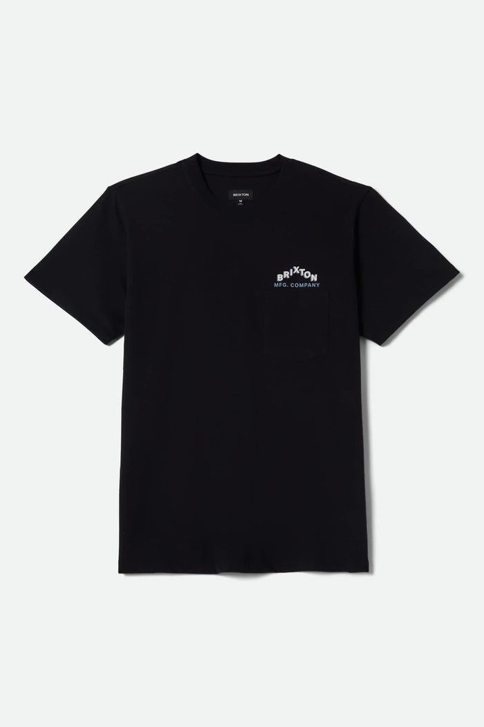 Men's Roman Short Sleeve Pocket Shirt in the color Black - Front Product View