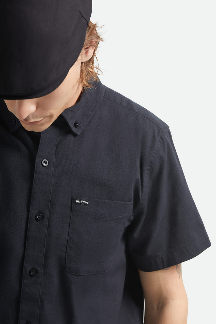 Men's Sanford Oxford Short Sleeve Shirt in the color Black - Additional Fit image