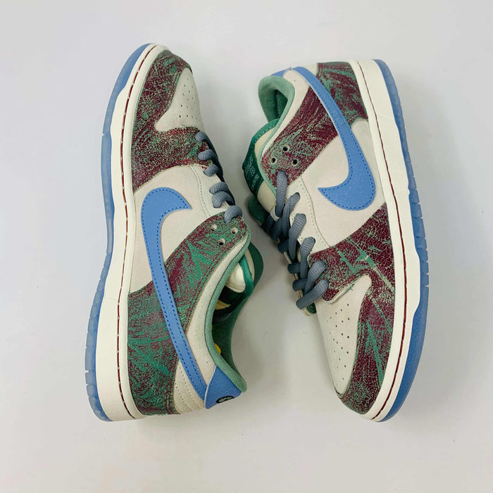 Nike SB Dunk Low Crenshaw Skate Club shoes with low-top design and iconic logo.