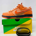 Nike SB Dunk Low Orange Lobster Concepts sneaker with extra blue and orange laces and black bands in good box condition 2022 model