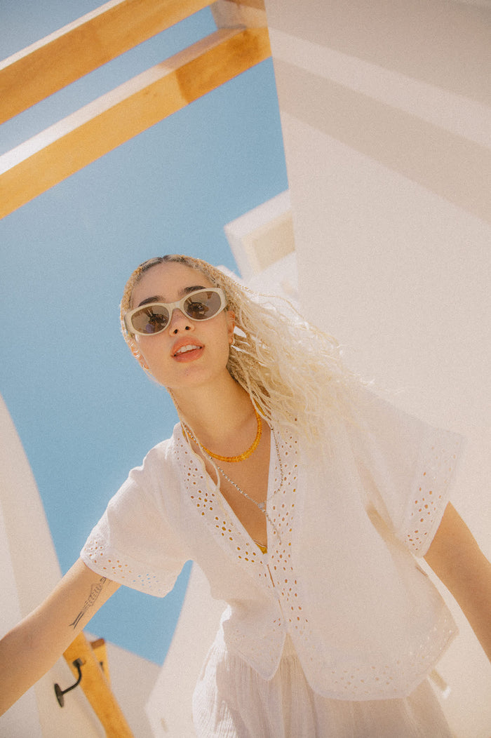 Women's Seaside Eyelet Top in the color Off White Eyelet - Men's Lifestyle image