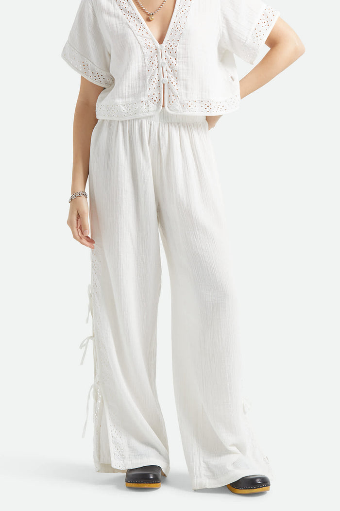 Women's Seaside Eyelet Wide Leg Pant in the color Off White Eyelet - Women's Front View