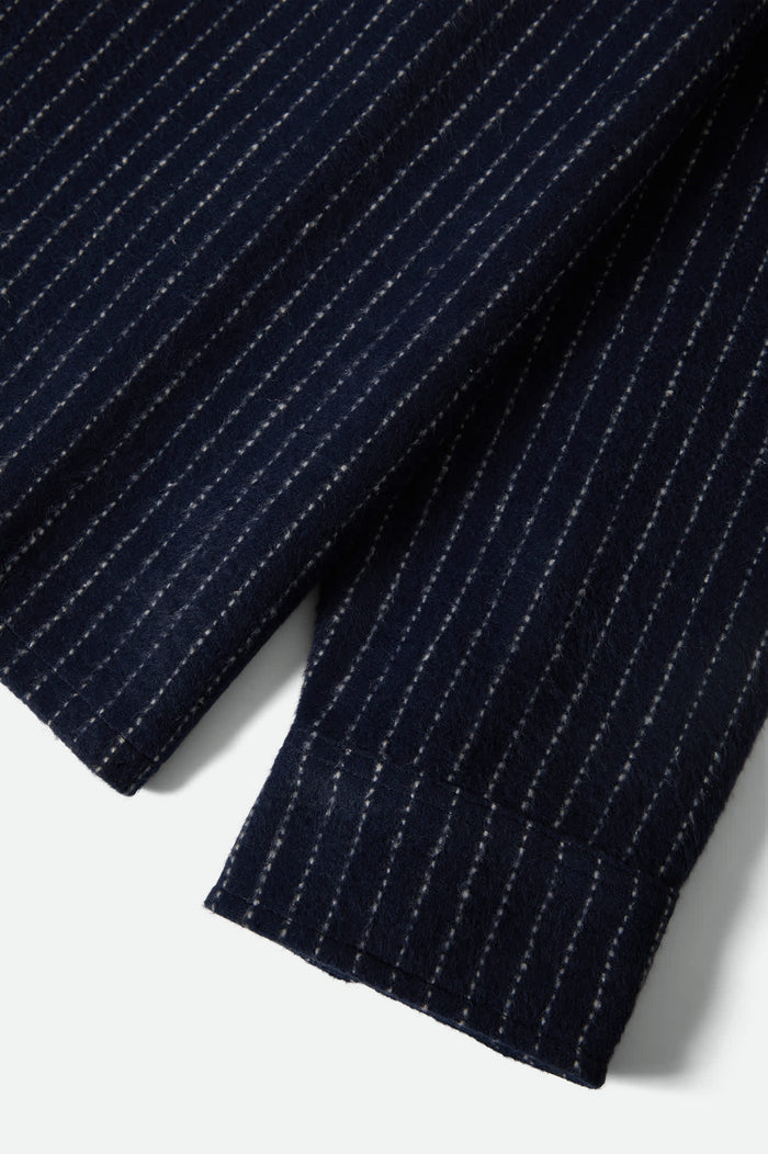 Men's Selden Soft Brushed Flannel in the color Mood Indigo Pinestripe - Additional Laydown image