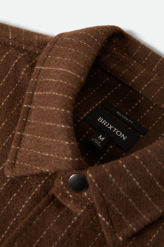 Men's Selden Soft Brushed Flannel in the color Pinecone Brown Pinestripe - Additional Laydown image