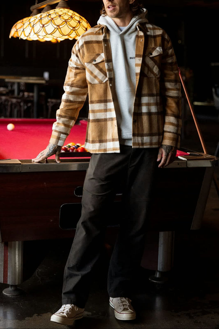 Men's Selden Soft Brushed L/S Flannel Overshirt in the color Tan/Bison - Men's Lifestyle image