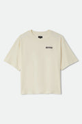 Men's Serrano Short Sleeve Boxed Crop T-Shirt in the color Cream - Front Product Laydown Image