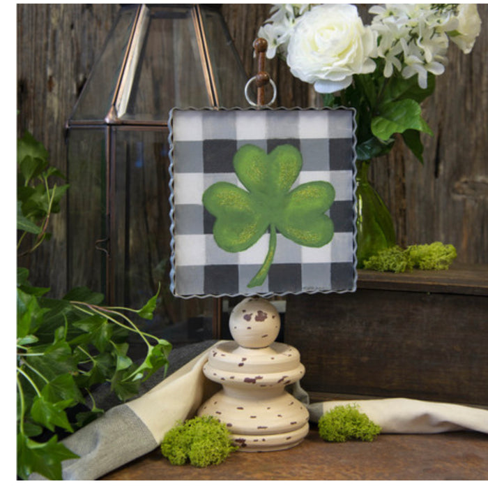 Shamrock Mini Print With Buffalo Check Black and White Background