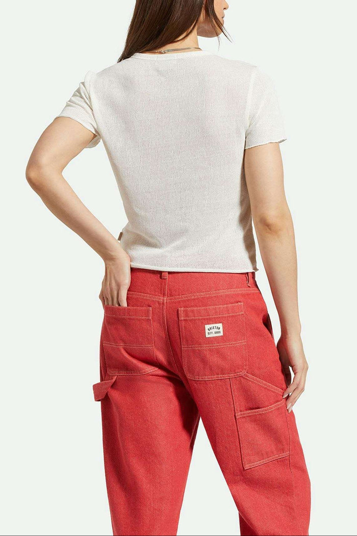 Back Fit Image | Sheer S/S Knit Top - Off White