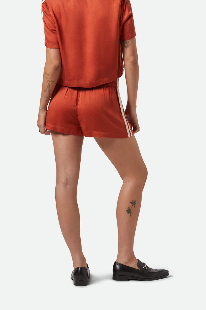 Women's Silky Boxer Short in the color Burnt Brick - Women's Back View
