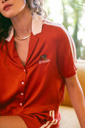 Women's Silky S/S Bowling Button Down in the color Burnt Brick - Men's Lifestyle image