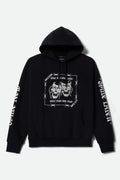Men's Smile Always Relaxed Hoodie in the color Black Worn Wash - Front Product View