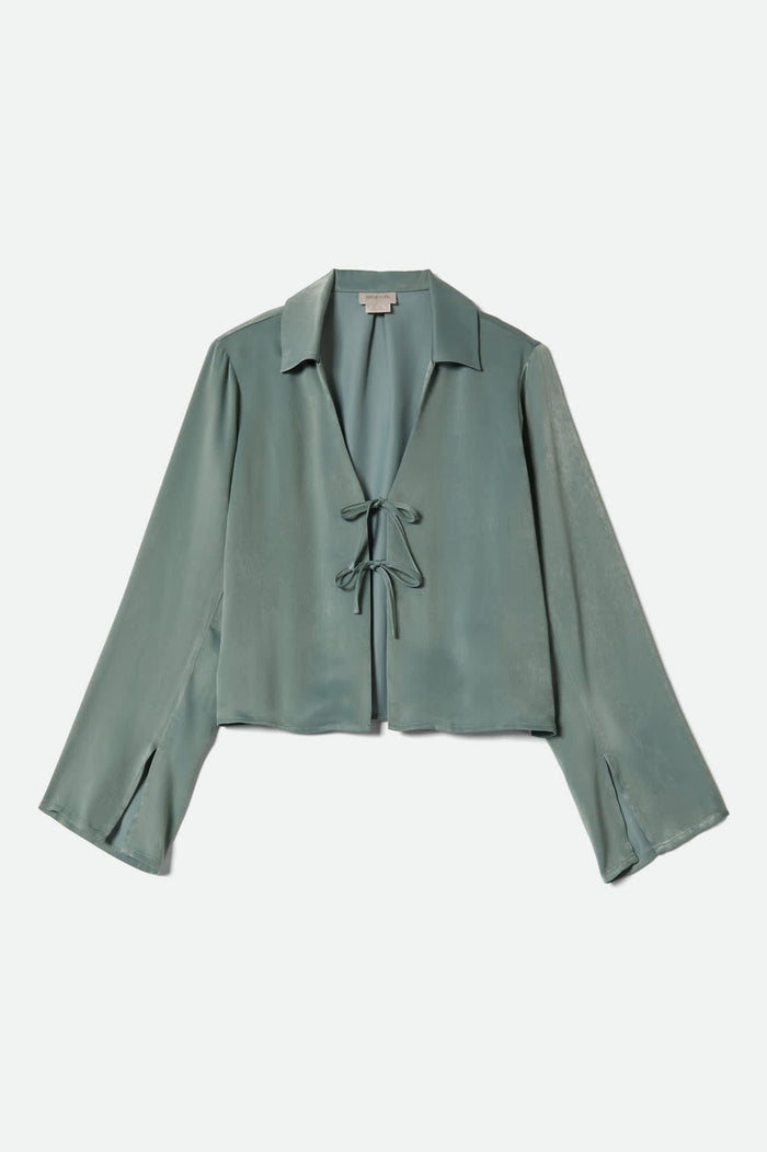 Women's Soho Silky Top in the color Blue Green Shine - Front Product View