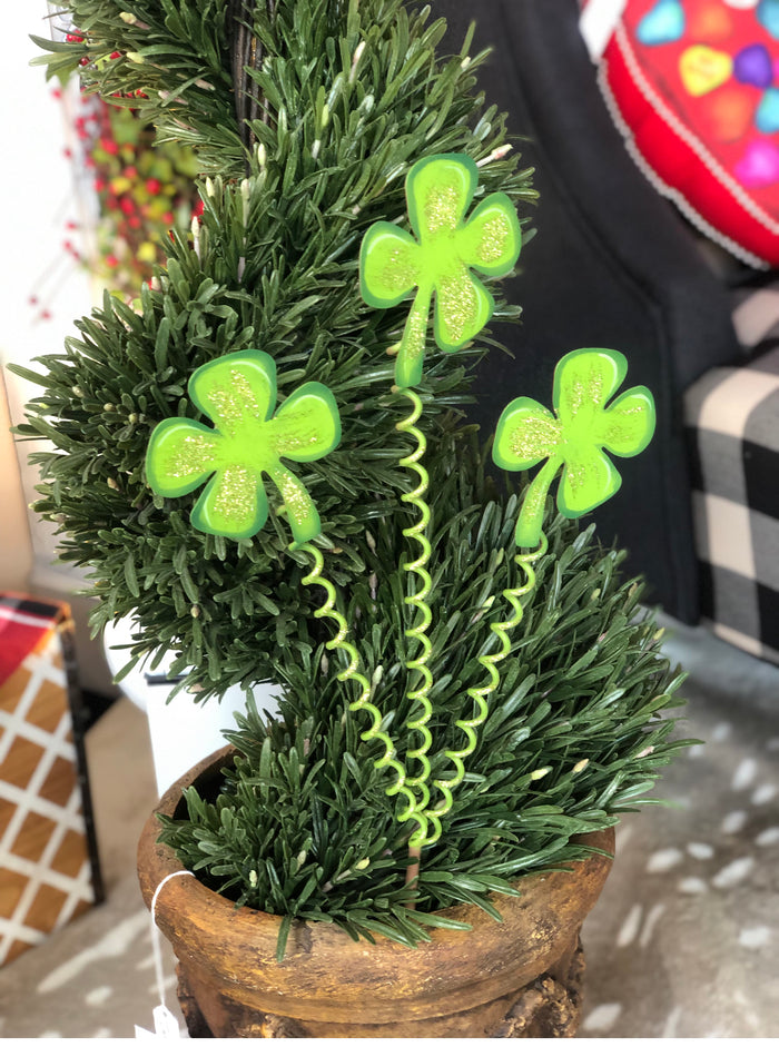 St Patrick’s Day Green Shamrock Trio Metal Stake