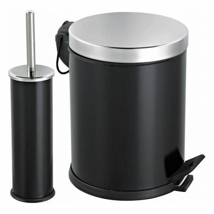 Stainless Steel Bathroom Bin and Toilet Brush Set, Non-Slip Base