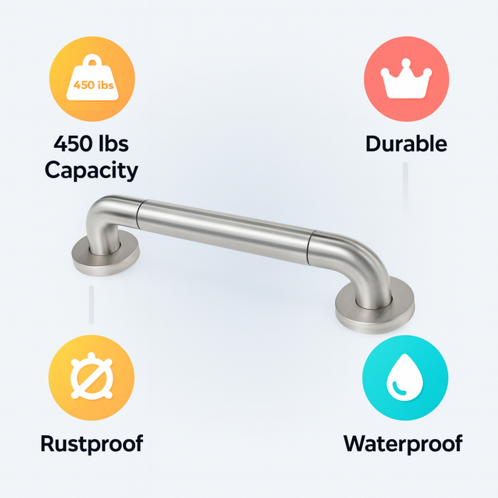 Primanova wall-mounted safety grab bar in Egyptian home white