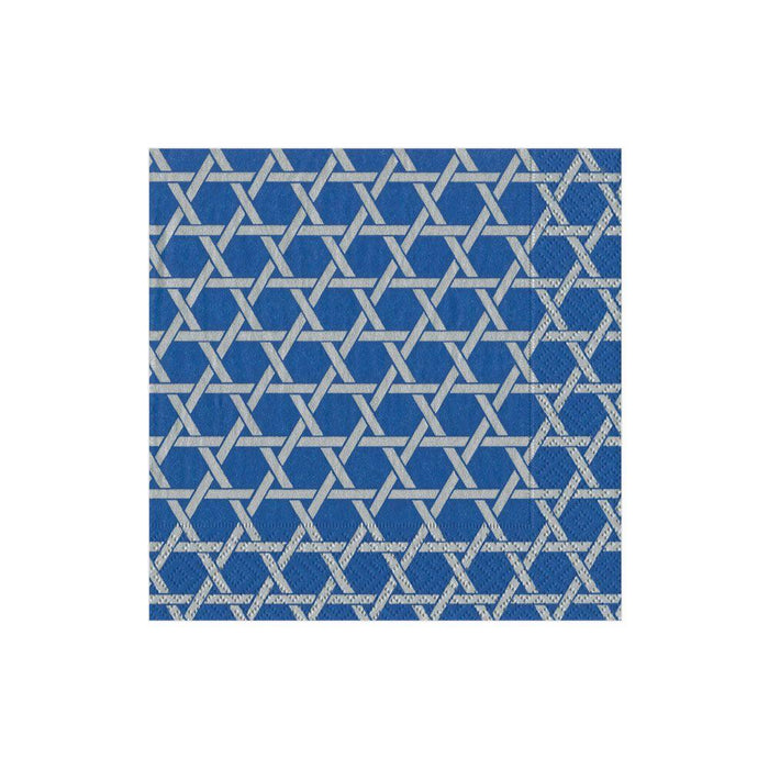 Star Lattice Blue/Silver Cocktail Napkin - Wilson Lee