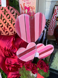 Striped Pink & Red Valentines Day: Metal Hearts