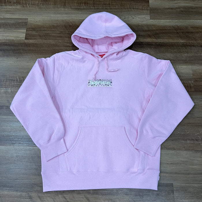 Supreme Bandana Box Logo Hooded Sweatshirt Pink