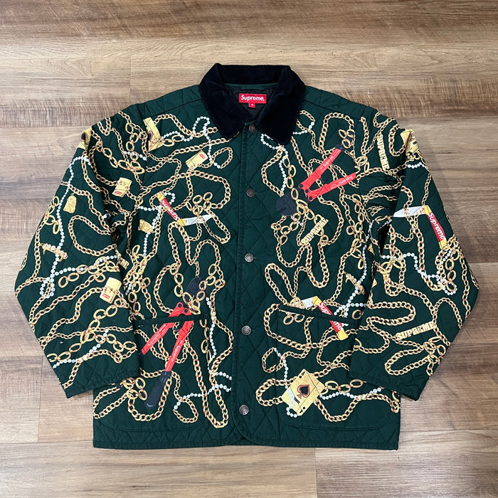 Supreme Chains Quilted Jacket Dark Green