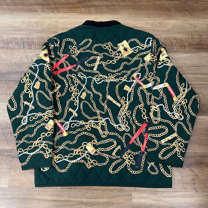 Supreme Chains Quilted Jacket Dark Green