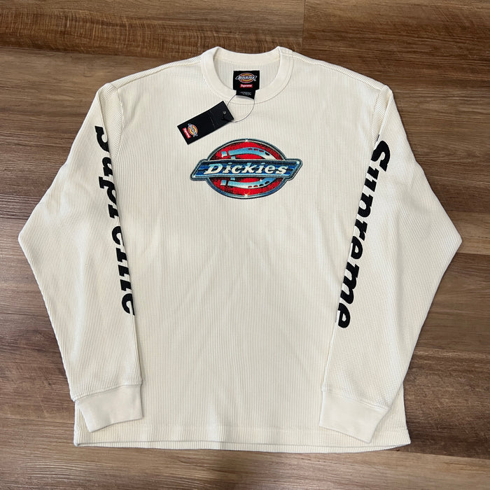 Supreme FW25 Dickies Chrome Logo Waffle Thermal Natural Cream