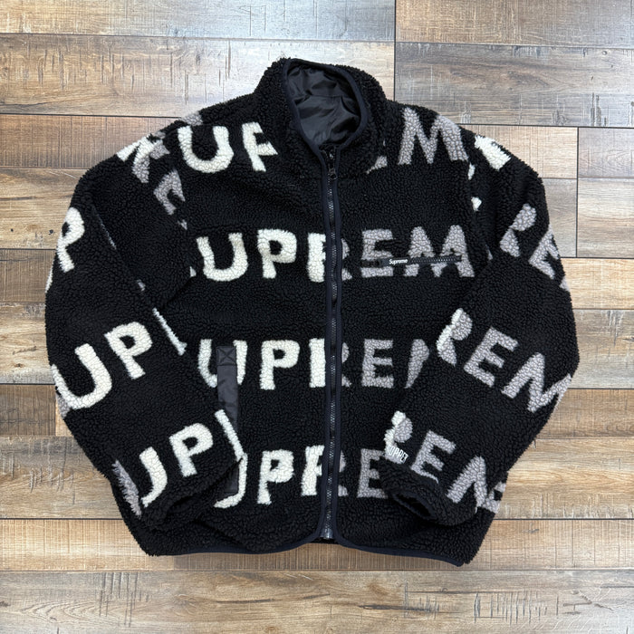 Supreme Reversible Logo Fleece Jacket 'Black'