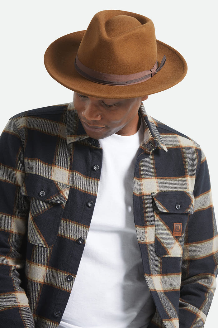 Unisex Swindle Convertabrim Fedora in the color Coffee/Light Brown - Men's Side View