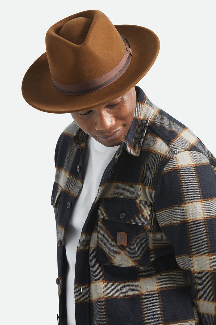 Unisex Swindle Convertabrim Fedora in the color Coffee/Light Brown - Additional Fit image