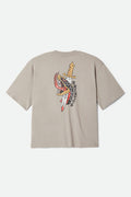 Sword Short Sleeve Boxed Crop T-Shirt - Pebble Stone