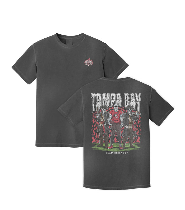 TAMPA BAY FOOTBALL v2 - “3 SKULL” PREMIUM T - SHIRT – T-Shirt – Dead Threads Apparel