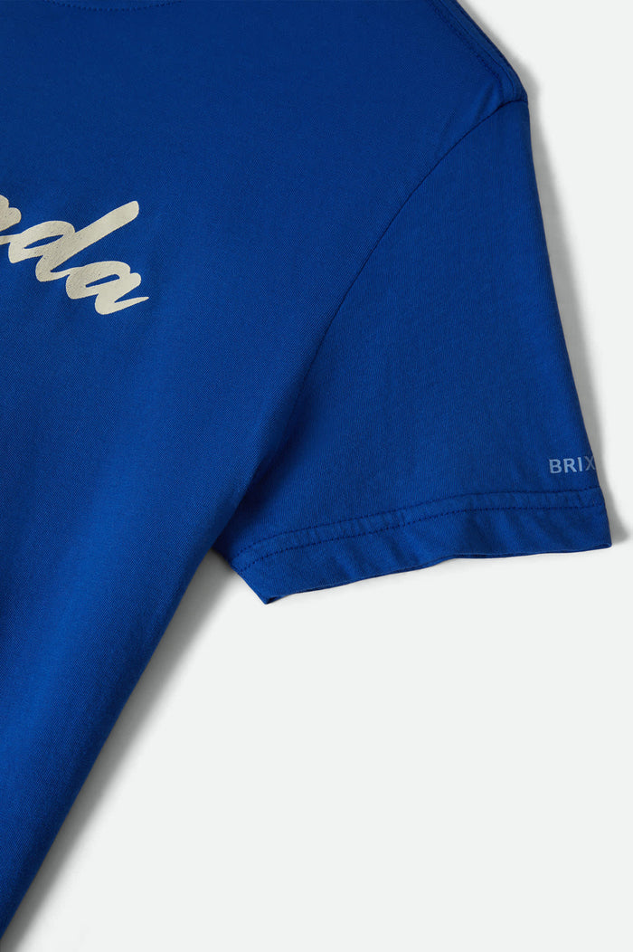 Women's Thank You Slim Crew T-Shirt in the color Sunrise Blue - Additional Laydown image