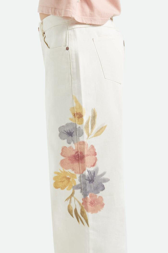 Women's The Chloe 5-Pocket Pant in the color Off White Floral Burst - Additional Fit image