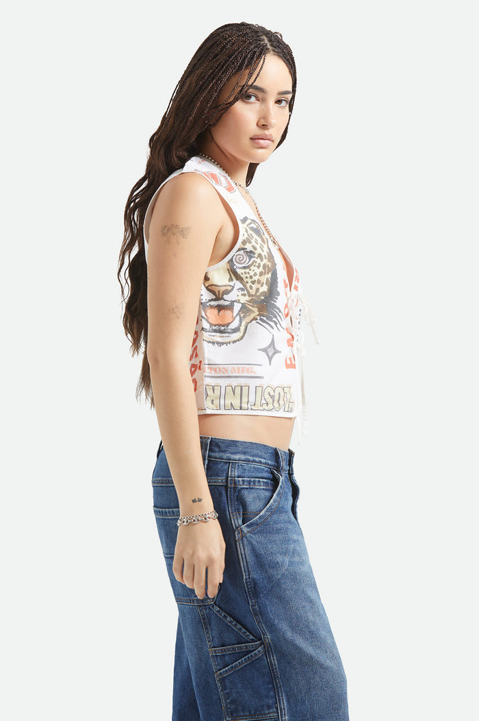 Women's The Luna Vest in the color Lost In Reality Print - Women's Side View