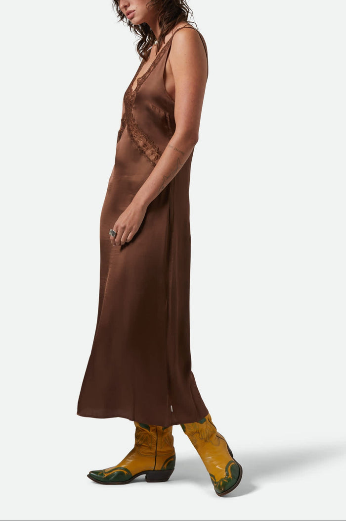Women's The Ridge Slip Dress in the color Pinecone Brown - Women's Side View