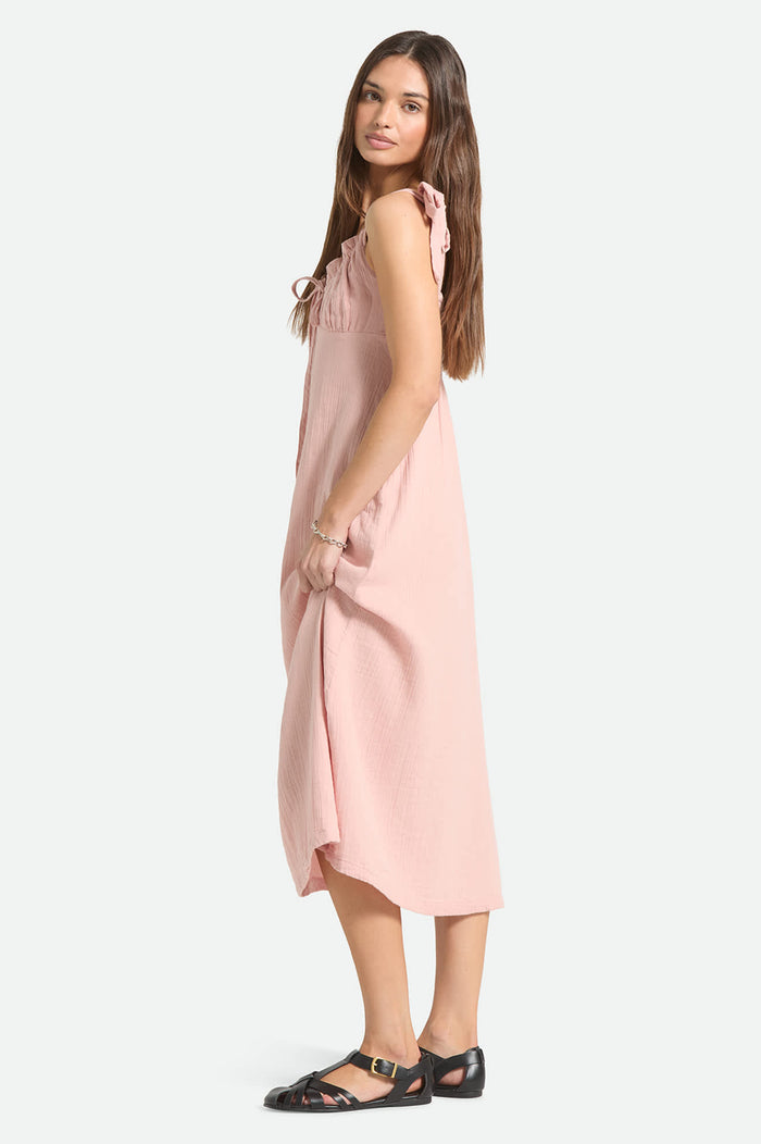 Women's The Tie Dress in the color Silver Pink - Women's Side View