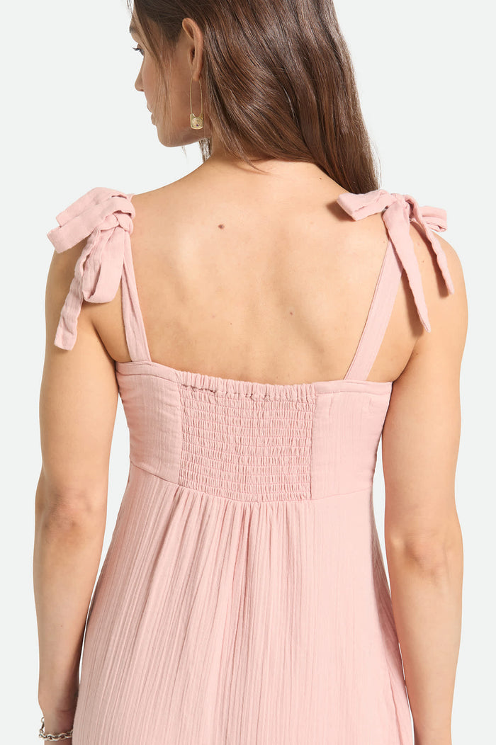 Women's The Tie Dress in the color Silver Pink - Women's Back View