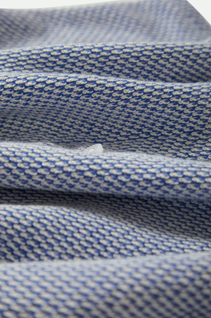 Women's The Weekend Cross Loop French Terry Top in the color Off White/Electric Indigo - Additional Laydown image