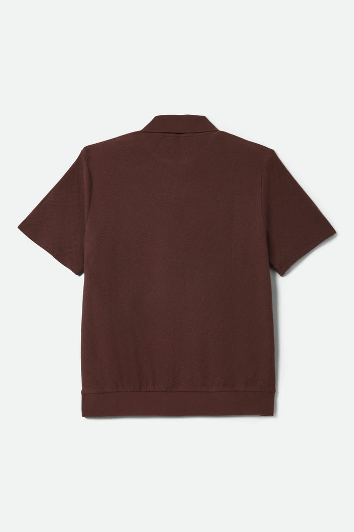 Men's Theo Jacquard Short Sleeve Polo in the color Chocolate/Off White - Additional Laydown image