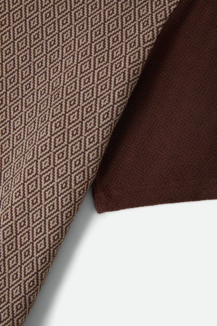 Men's Theo Jacquard Short Sleeve Polo in the color Chocolate/Off White - Additional Laydown image