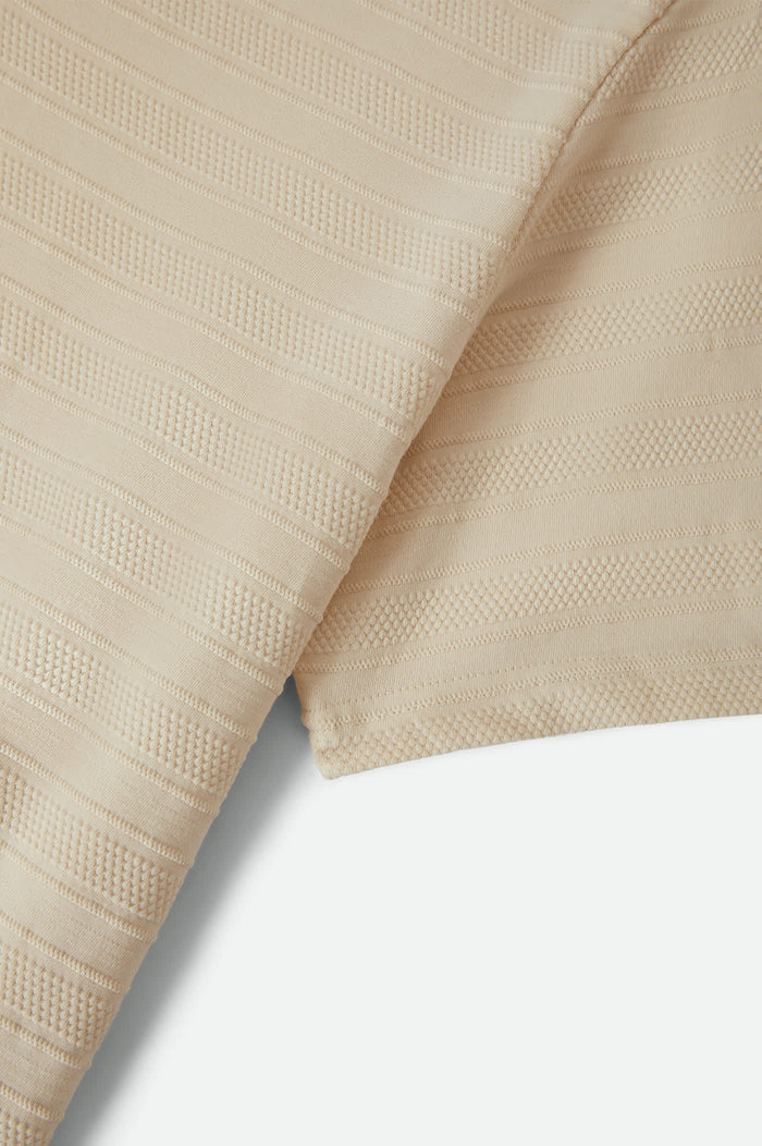 Men's Theo Jacquard Short Sleeve Polo in the color Cream - Additional Laydown image