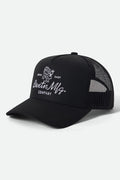 Unisex Tolman NetPlus Trucker Hat in the color Black/Black - Front Product View