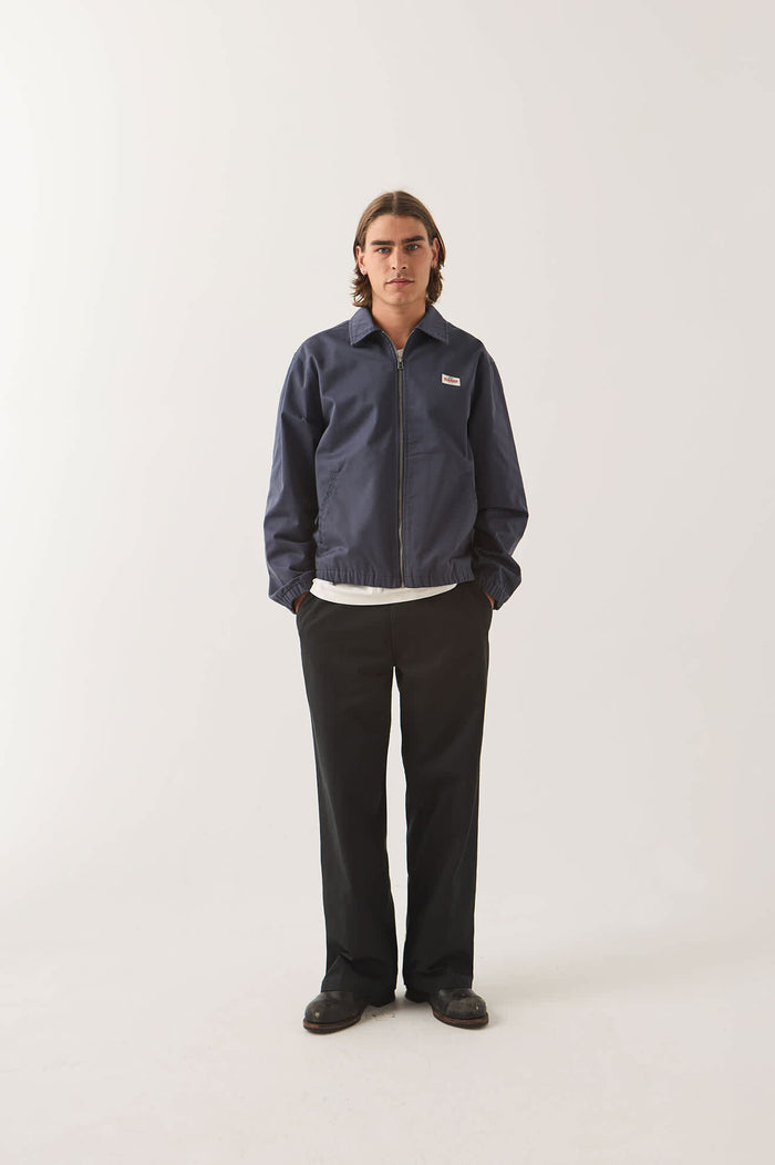 Men's Trademark Lightweight Garage Zip Jacket in the color Washed Navy - Men's Front View