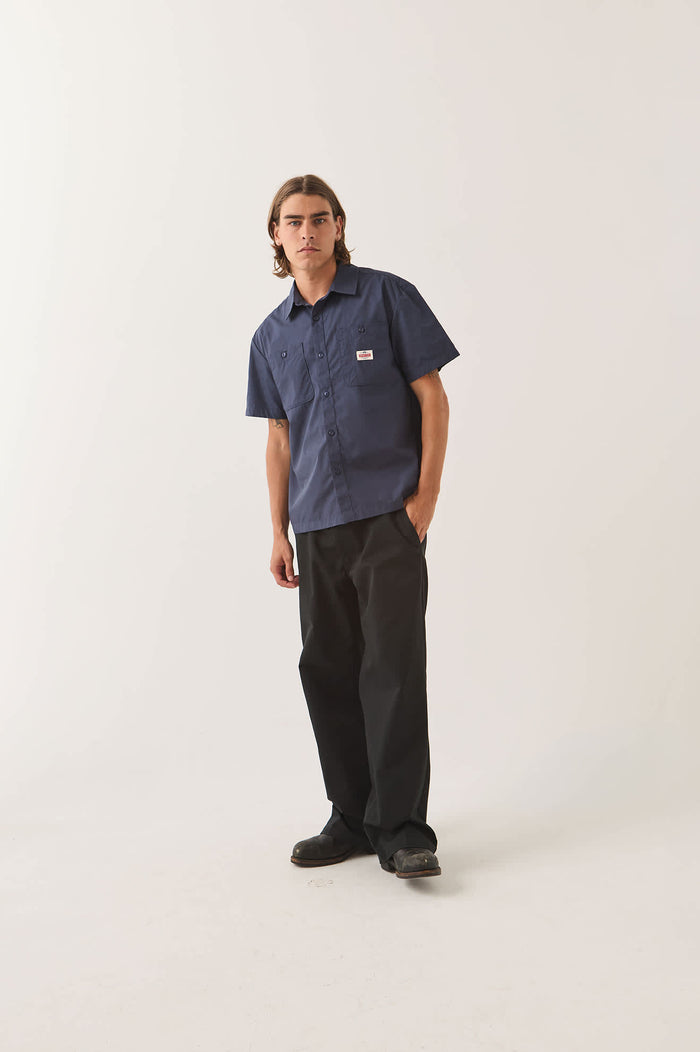 Men's Trademark Short Sleeve Shirt in the color Washed Navy - Men's Front View