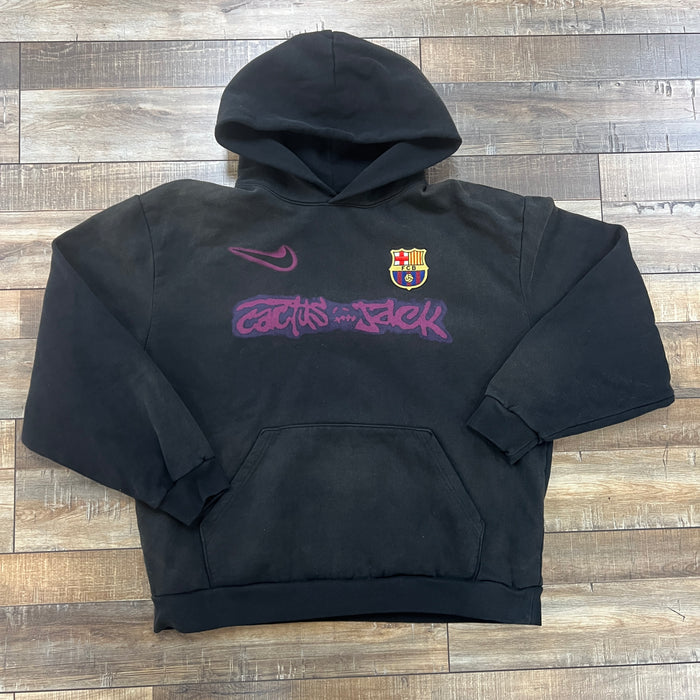 Travis Scott x Nike x FC Barcelona Spray Logo Hoodie Black