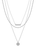 triple layered bar necklace - silver