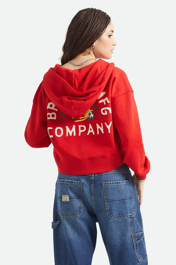 Women's Trophy Horse Cropped Zip Hood in the color Adrenaline Rush - Women's Back View