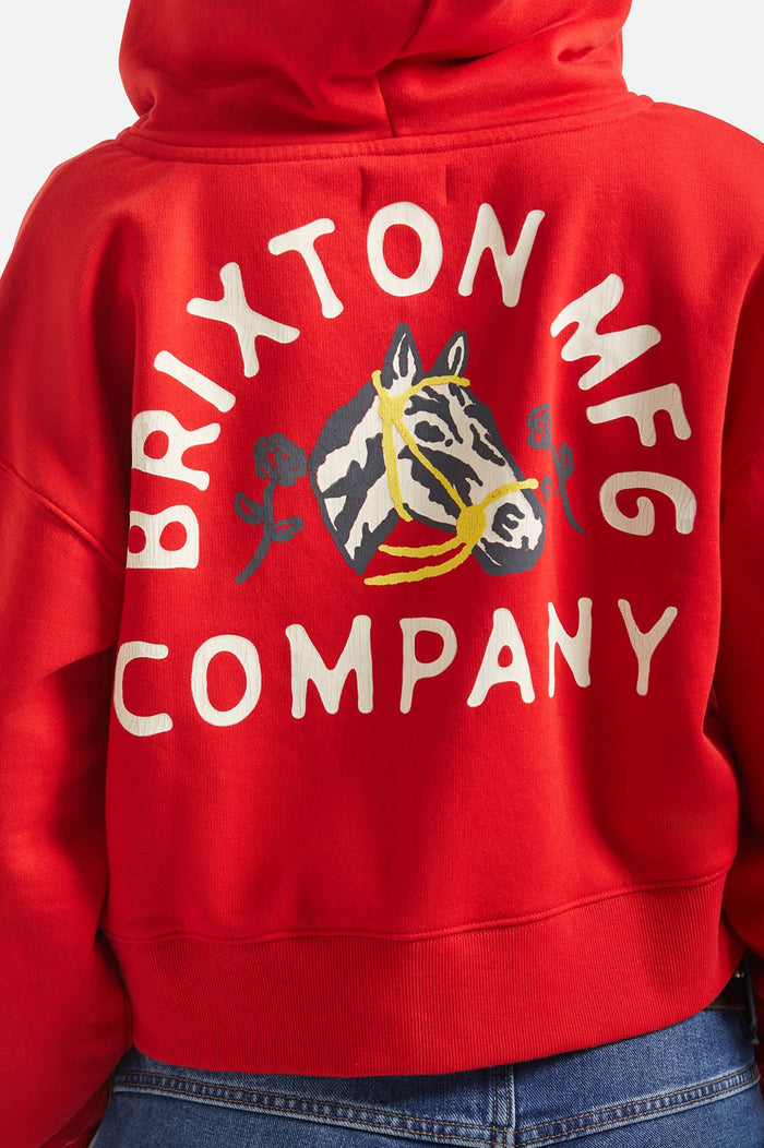 Women's Trophy Horse Cropped Zip Hood in the color Adrenaline Rush - Additional Fit image