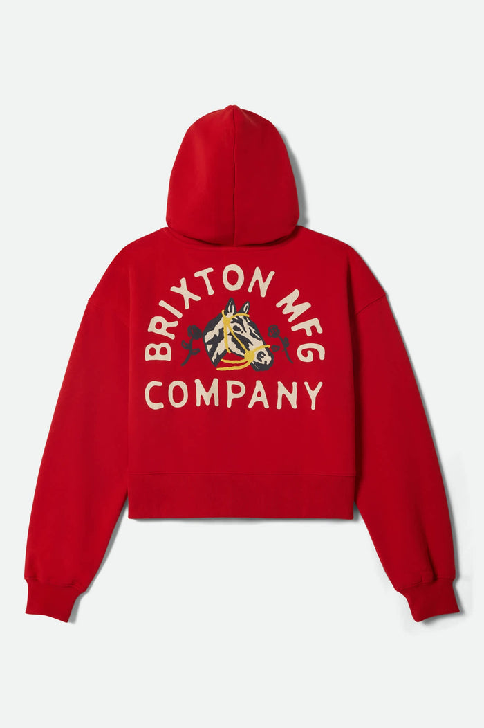 Women's Trophy Horse Cropped Zip Hood in the color Adrenaline Rush - Additional Laydown image