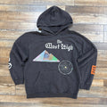 Union LA Most High black preowned hoodie with graphic design and front pocket