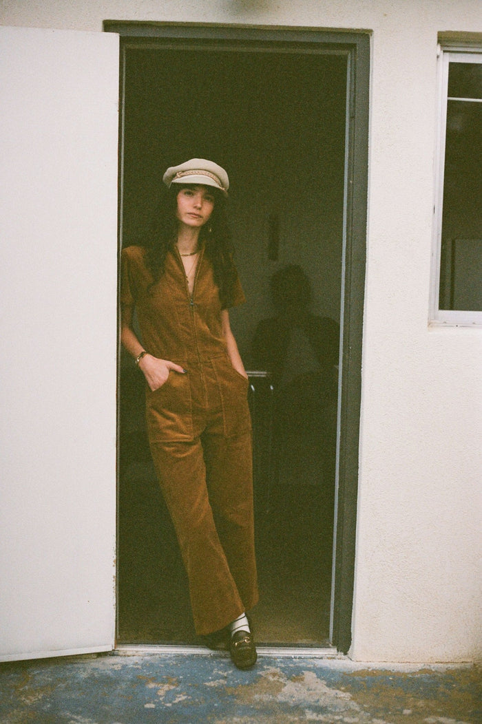 Utility Jumpsuit - Golden Brown Cord